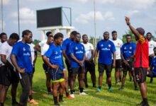 • Players called up for Origins Cup in a discussion with Mr Nortey during their training session