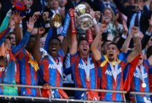 Players of Crystal Palace celebrating their FA Cup victory