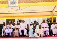 • President John Mahama with National Chief Imam, Sheikh (Dr) Osman Nuhu Sharubutu and other eminent leaders at the event Photo: Stephanie Birikorang