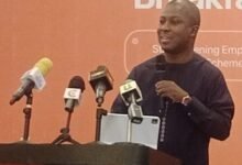 • Mr Biney speaking at the event