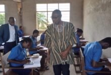 • Deputy Minister for Education, Dr Clement Abas Apaak at the monitoring TVET exams in the Ashanti region