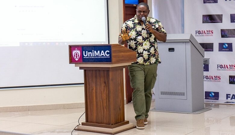 Mr Ebako Mukwele (inset) speaking at the programme
