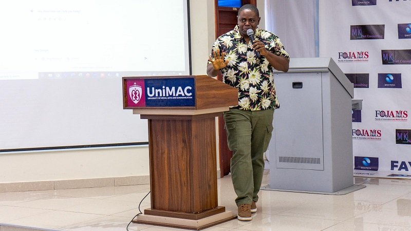 Mr Ebako Mukwele (inset) speaking at the programme