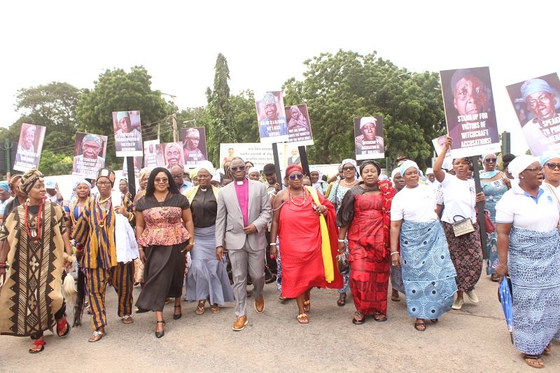 • Ms Agnes Naa Momo Lartey (third from left, front row) and others in a walk to mark the death anniversary of the late Madam Akua Denteh's murder Photo: Ebo Gorman
