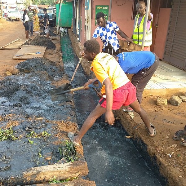 • The residents desilting the drains
