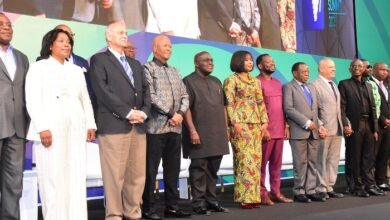 Mr Julius Debrah (fifth from left) with other political representatives at the closing ceremony Photo Seth Osabukle