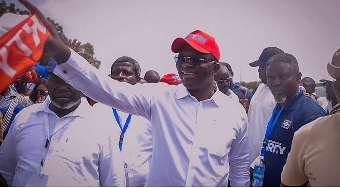 • Mr Bryan Acheampong arriving at the headquarters to submit his nomination