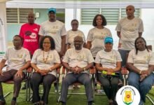 Dr Brightson seated(middle) with some dignitaries at the launch of Breastfeeding Week.