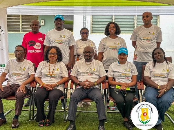 Dr Brightson seated(middle) with some dignitaries at the launch of Breastfeeding Week.