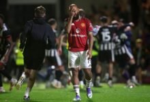 • Bryan Mbeumo react after missing his kick