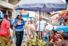 • Eunice Budu Nyarko (second from left) educating market women in Kumasi
