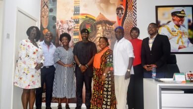 • Kofi Okyere Darko (fourth from left) with the Roots to Ghana team