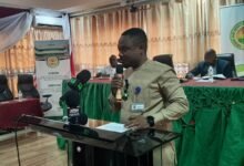 Mr Foster Akwasi Asante (inset) addressing participants at the conference