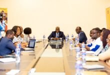 • Mr Haruna Iddrisu (middle) addressing stakeholders