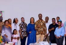 Mr Hope Smith-Lomote (fifth from right) with other stakeholders at the meeting