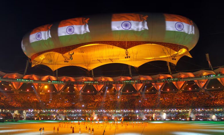 Flashback-The Indian national flag projected onto during the Commonwealth Games closing ceremony at the Jawaharlal Nehru stadium in New Delhi in 2010.