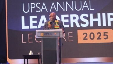 • Former President Zuma (inset) delivering the lecture at the UPSA