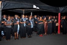 Staff and mourners at the vigil