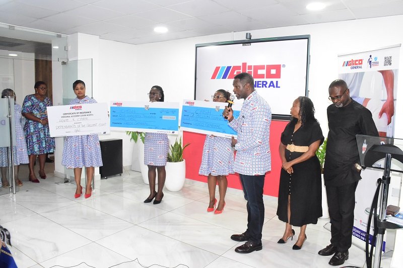 • Mr Andrew Achampong-Kyei (third from right) presenting the package at the ceremony Photo: Seth Osabukle