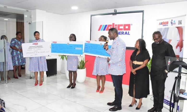 • Mr Andrew Achampong-Kyei (third from right) presenting the package at the ceremony Photo: Seth Osabukle