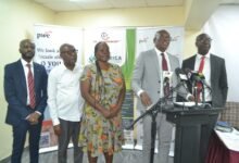 • Mr Shelter Lotsu (second from right) launching the programme. With him is Mr Richard Ansong (left) and other dignitaries Photo:Victor A. Buxton