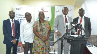 • Mr Shelter Lotsu (second from right) launching the programme. With him is Mr Richard Ansong (left) and other dignitaries Photo:Victor A. Buxton