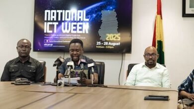 • Dr Mark-Oliver Kevor (middle) addressing the media. With him are Mr Yaw Osei (left) and Mr Solomon Richardson