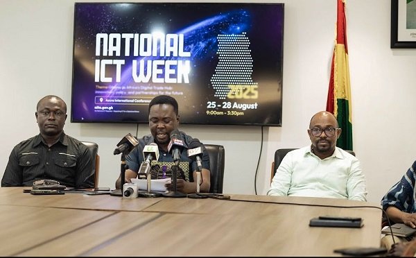 • Dr Mark-Oliver Kevor (middle) addressing the media. With him are Mr Yaw Osei (left) and Mr Solomon Richardson