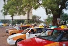 • A Taxi rank in Ghana