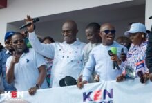 • Mr Ken Agyapong (second from left) and his supporters