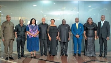 • Mr Debrah (fourth from right) and the board members after the programme