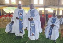 • Monsignor Roger Abotiyuure (seated) at his 60th priestly anniversary celebration in Bolgatanga