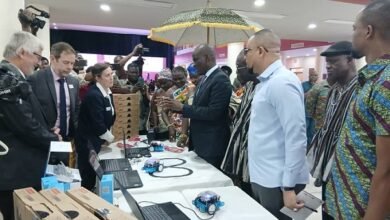 • Mr Haruna Idddrisu (middle) inspecting some of the exhibits at the programme