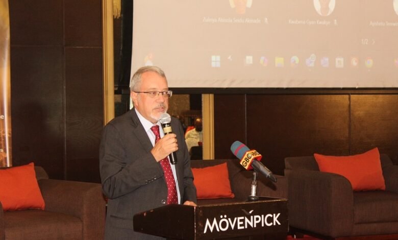 • Mr Robert R. Taliercio (inset) addressing participants at the programme Photo: Ebo Gorman