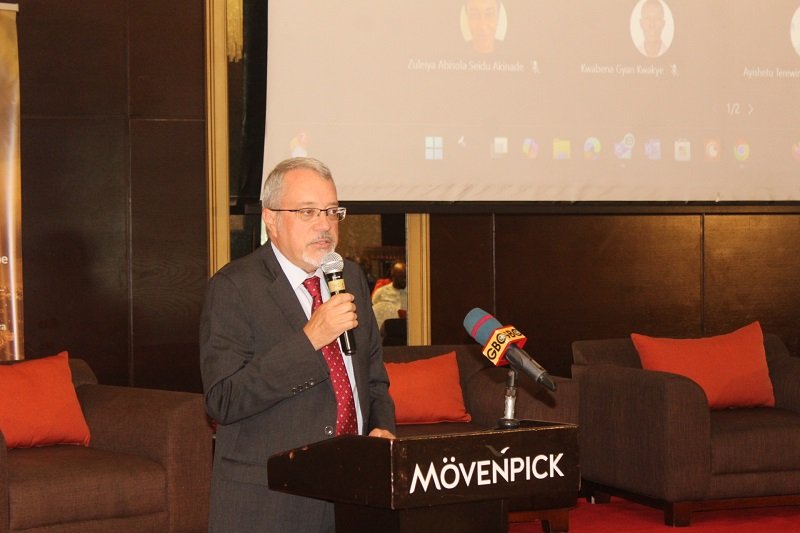 • Mr Robert R. Taliercio (inset) addressing participants at the programme Photo: Ebo Gorman