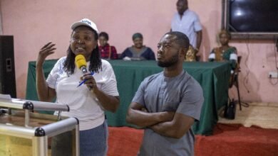 • Mrs Nyarko (inset) addressing the gathering