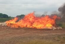 The narcotic drugs on fire