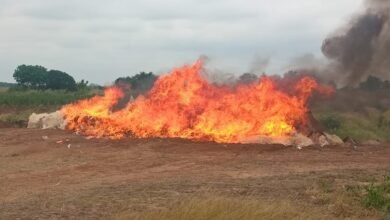 The narcotic drugs on fire