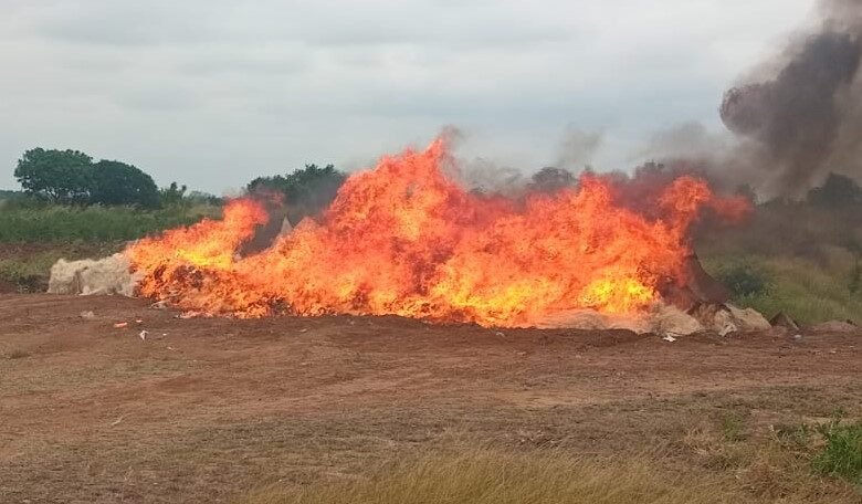 The narcotic drugs on fire