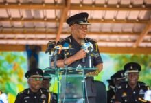 Mr Christian Tetteh Yohuno (inset) addressing the officers