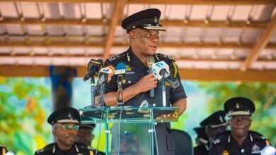 Mr Christian Tetteh Yohuno (inset) addressing the officers