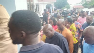 Mr Julius Debrah leading government delegation to Dr Omane Boamah’s family house in Koforidua