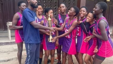 • Players of Blazing Fingers receiving the trophy for winning the triangular games