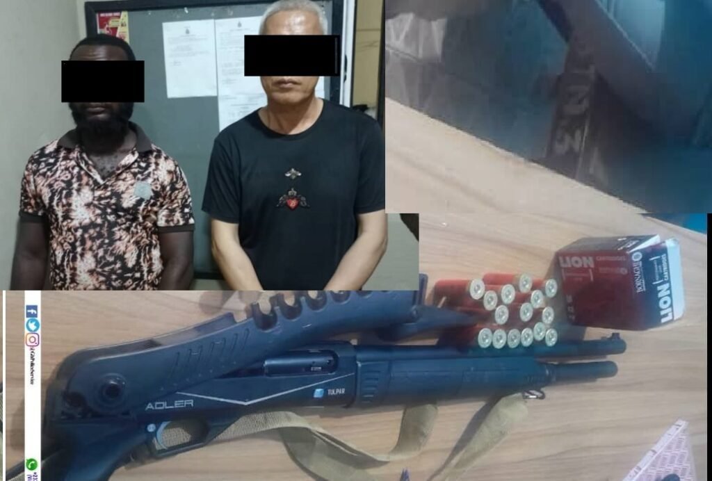 Some suspects (inset) Guns and cartridges retrived