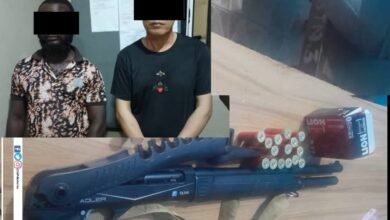 Some suspects (inset) Guns and cartridges retrived