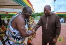 • President Mahama welcoming Nana Kobina Nketsiah V