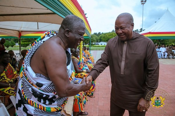 • President Mahama welcoming Nana Kobina Nketsiah V