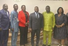 • Mr Mensah Thompson (fourth from right) with some GJA executives and staff of SEC