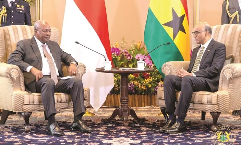 • President Mahama (left) with Tharman Shanmugaratnam, President of Singapore