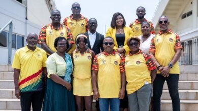 • Sisu Tomegah (middle, first row) flanked by her parents and officials from the GTF, National Sports Authority (NSA) and Ghana Olympic Committee (GOC)